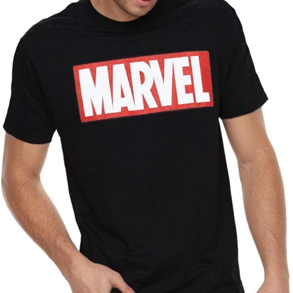 New Marvel mens t shirt XL comic simple classic Logo long sleeve